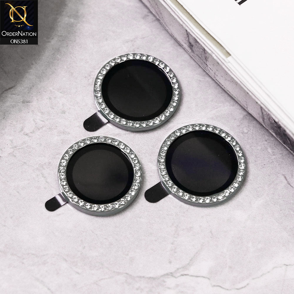 Tecno Pop 8 Camera Protector - Silver - Rhinestones Diamond Inlaid Camera Lens Rings Protector