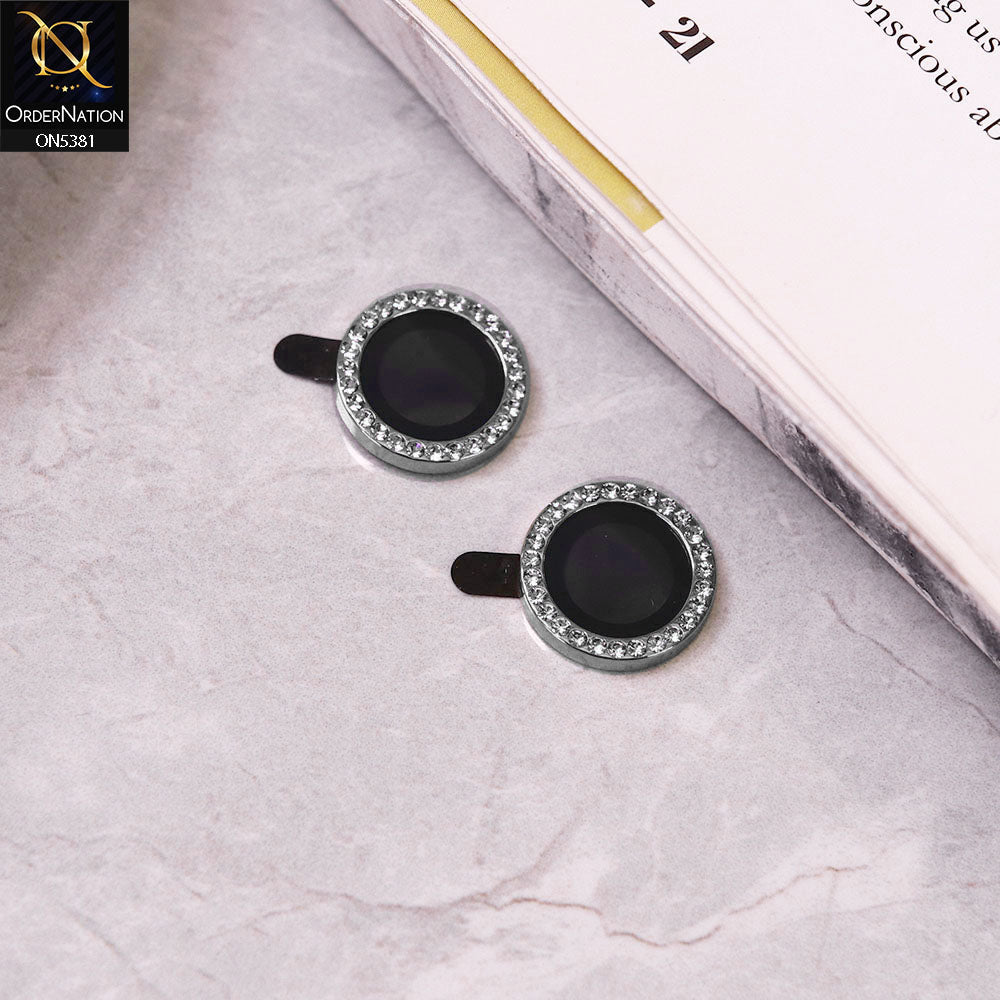Tecno Spark 10C Camera Protector - Black - Rhinestones Diamond Inlaid Camera Lens Rings Protector