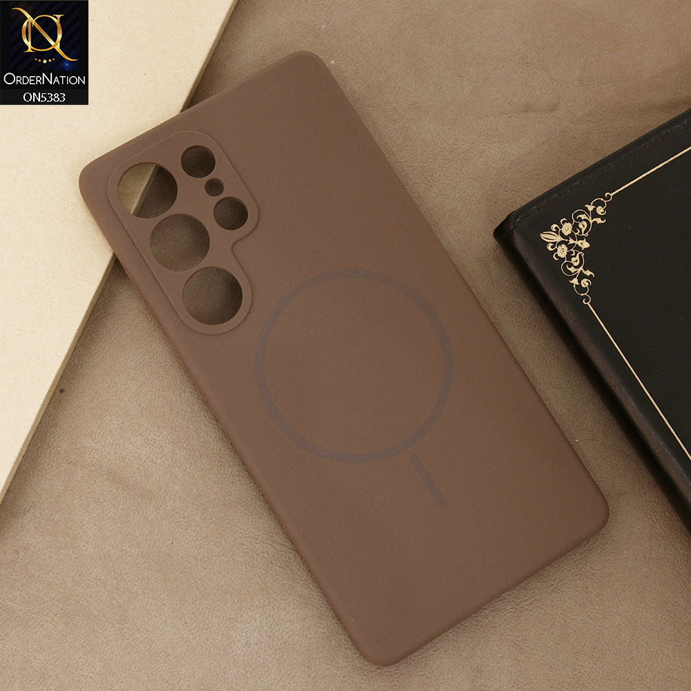 Samsung Galaxy S25 Ultra Cover - Light Brown - Elegant Soft Matte Silica Gel Shockproof Case With Wireless Magnetic Magsafe Charging