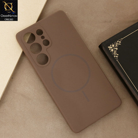 Samsung Galaxy S25 Ultra Cover - Light Brown - Elegant Soft Matte Silica Gel Shockproof Case With Wireless Magnetic Magsafe Charging