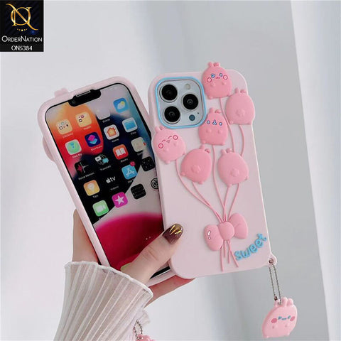 iPhone 14 Cover - Pink - 3D Cute Kawaii Sweet Cartoon Soft Case