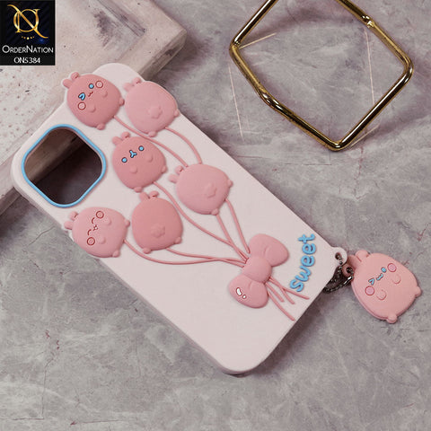 iPhone 12 Cover - Pink - 3D Cute Kawaii Sweet Cartoon Soft Case