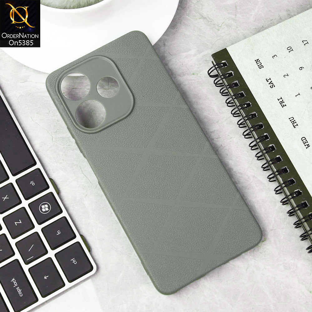 Oppo A5 Pro 5G Cover - Gray -  Leather Texture Soft Case With Camera Protection