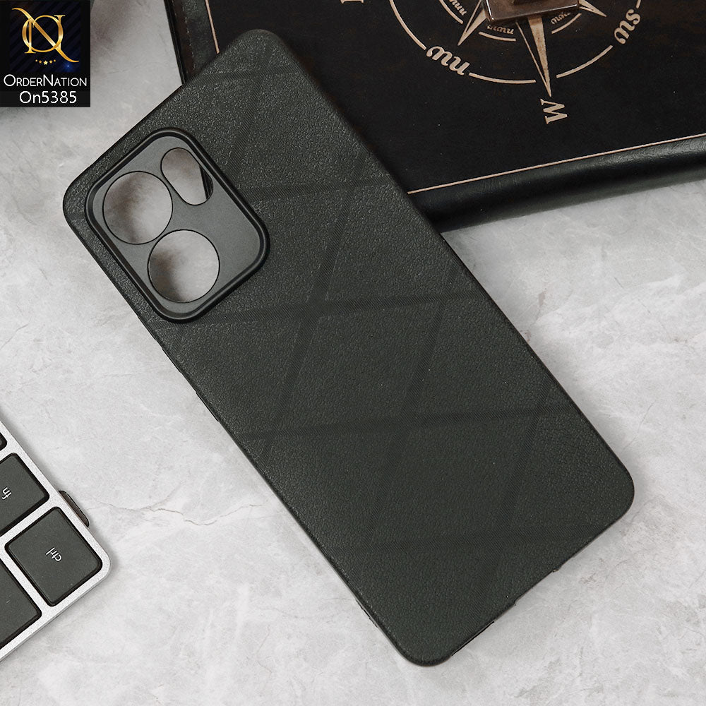 Oppo Reno 13F 4G Cover - Black - Leather Texture Soft Case With Camera Protection