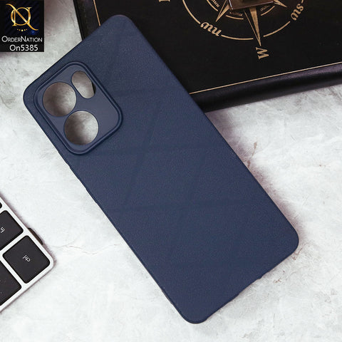 Oppo Reno 13F 4G Cover - Blue - Leather Texture Soft Case With Camera Protection