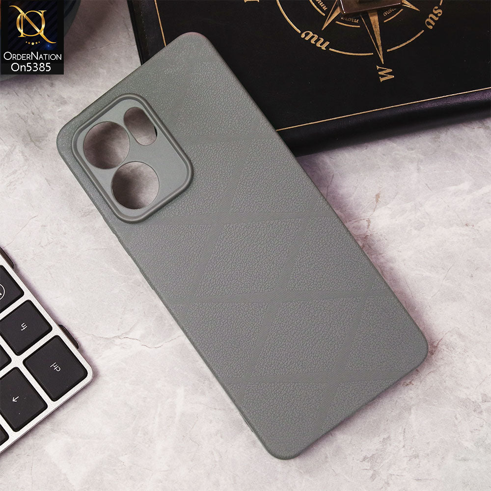Oppo Reno 13F Cover - Gray - Leather Texture Soft Case With Camera Protection