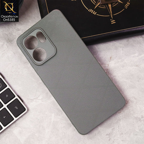 Oppo Reno 13F Cover - Gray - Leather Texture Soft Case With Camera Protection