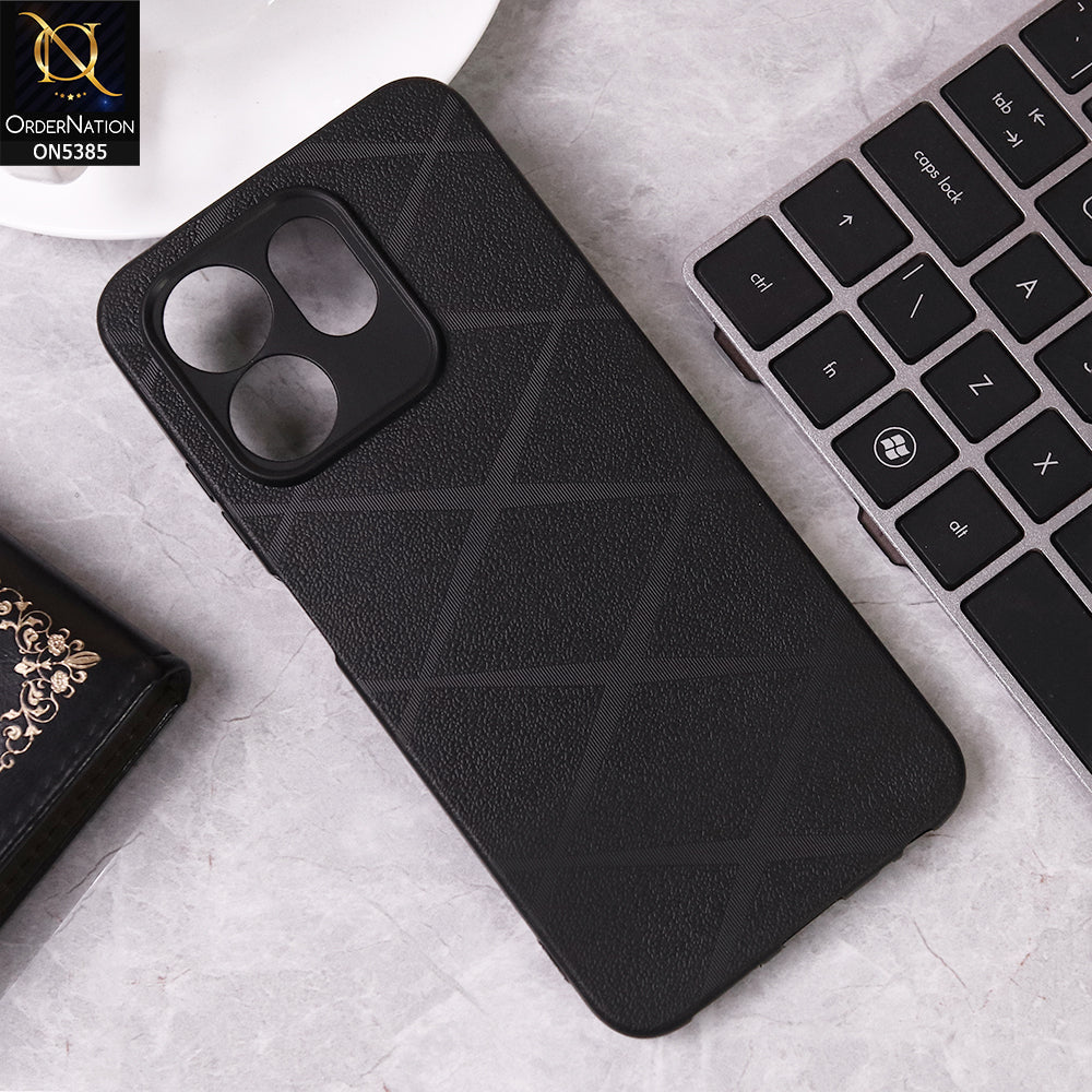 Infinix Smart 9 HD Cover - Black - Leather Texture Soft Case With Camera Protection