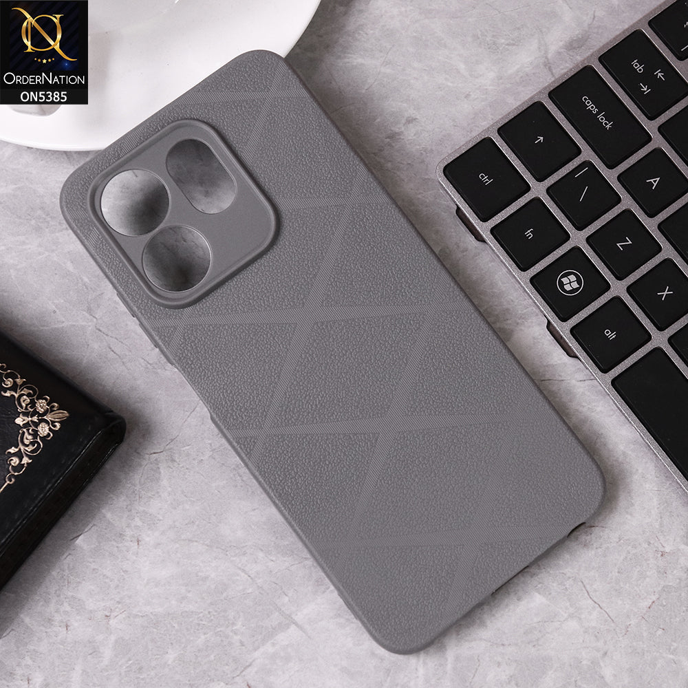 Infinix Smart 9 HD Cover - Gray - Leather Texture Soft Case With Camera Protection