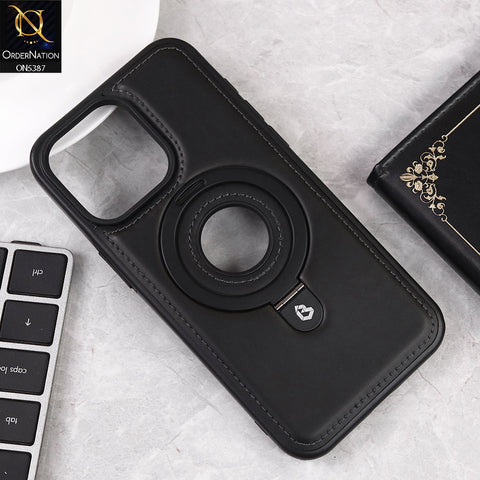 iPhone 13 Pro Max Cover - Black - Luxury Leather Case Supports Magsafe Wireless Charging, Kickstand Bracket Holder Soft Border Case