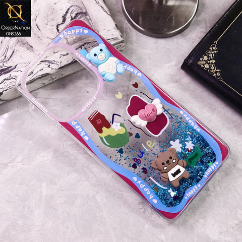 Oppo A3x 5G Cover - Design2 - Cute 3D Cartoon (Moving Glitters) Transparent Soft Case