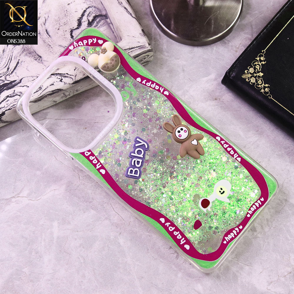 Oppo A3x 4G Cover - Design3 - Cute 3D Cartoon (Moving Glitters) Transparent Soft Case