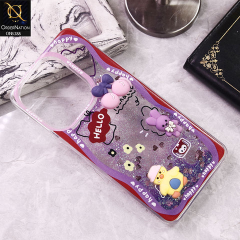 Oppo A3 5G Cover - Design5 - Cute 3D Cartoon (Moving Glitters) Transparent Soft Case