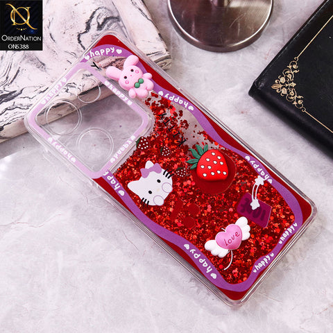 Tecno Camon 20 Pro Cover - Design1 - Cute 3D Cartoon (Moving Glitters) Transparent Soft Case