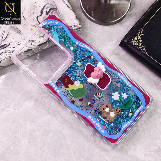 Tecno Camon 20 Pro Cover - Design2 - Cute 3D Cartoon (Moving Glitters) Transparent Soft Case