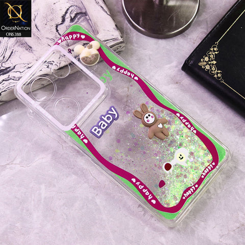 Tecno Camon 20 Pro Cover - Design3 - Cute 3D Cartoon (Moving Glitters) Transparent Soft Case