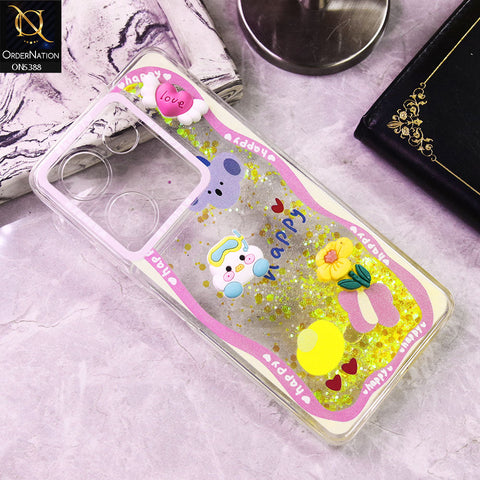 Tecno Camon 20 Cover - Design6 - Cute 3D Cartoon (Moving Glitters) Transparent Soft Case
