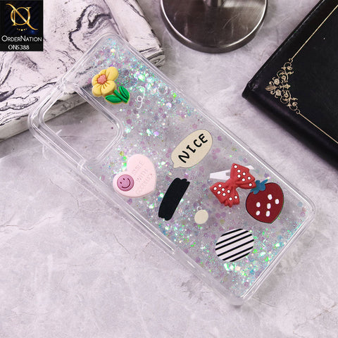 Oppo Reno 6 Lite Cover - Design4 - Cute 3D Cartoon (Moving Glitters) Transparent Soft Case