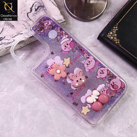 iPhone 13 Pro Max Cover - Design9 - Cute 3D Cartoon (Moving Glitters) Transparent Soft Case