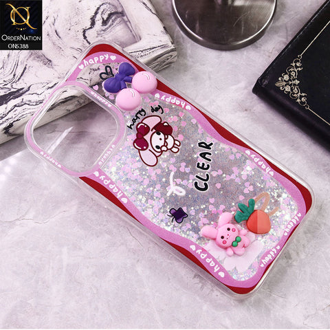iPhone 14 Pro Max Cover - Design7 - Cute 3D Cartoon (Moving Glitters) Transparent Soft Case