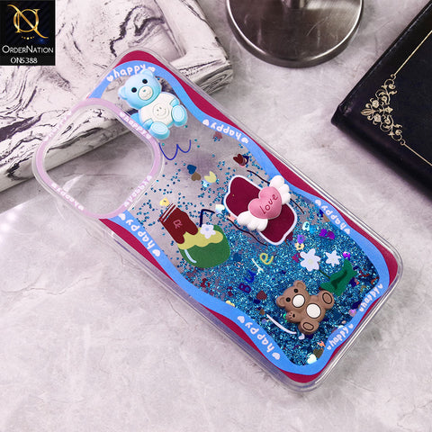 iPhone 16 Pro Max Cover - Design2 - Cute 3D Cartoon (Moving Glitters) Transparent Soft Case