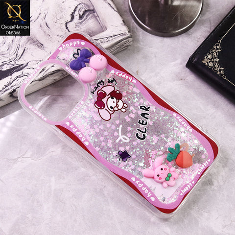 iPhone 16 Pro Max Cover - Design7 - Cute 3D Cartoon (Moving Glitters) Transparent Soft Case