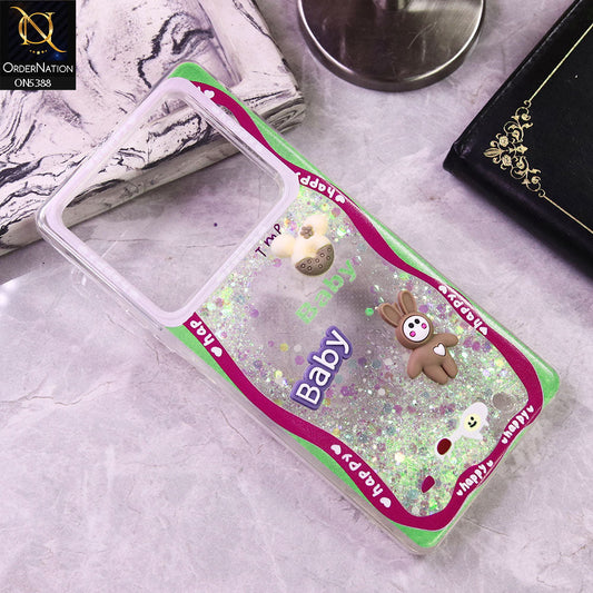 Infinix Note 40 Cover - Design3 - Cute 3D Cartoon (Moving Glitters) Transparent Soft Case