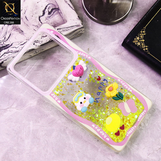 Infinix Note 40 Cover - Design6 - Cute 3D Cartoon (Moving Glitters) Transparent Soft Case