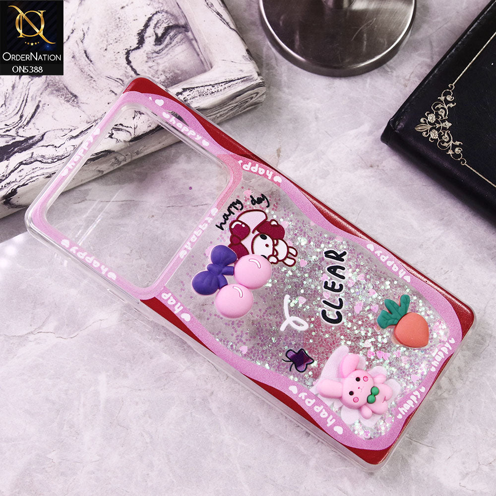 Infinix Note 40 Cover - Design7 - Cute 3D Cartoon (Moving Glitters) Transparent Soft Case