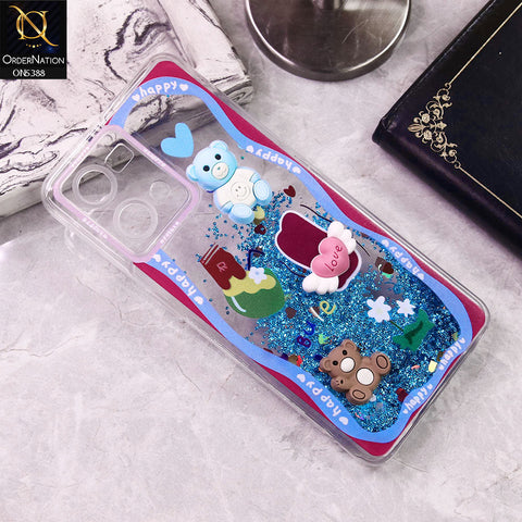 Oppo Reno 7 4G Cover - Design2 - Cute 3D Cartoon (Moving Glitters) Transparent Soft Case