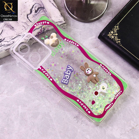 Oppo Reno 7 4G Cover - Design3 - Cute 3D Cartoon (Moving Glitters) Transparent Soft Case
