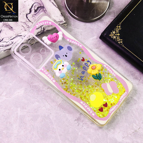 Oppo Reno 7 4G Cover - Design6 - Cute 3D Cartoon (Moving Glitters) Transparent Soft Case