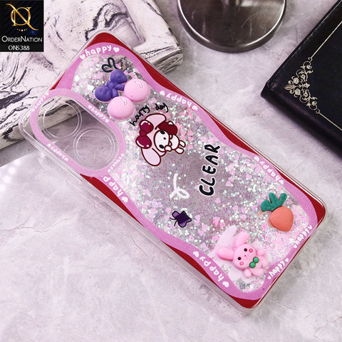 Oppo A58 4G Cover - Design7 - Cute 3D Cartoon (Moving Glitters) Transparent Soft Case