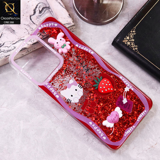 Xiaomi Poco C65 Cover - Design1 - Cute 3D Cartoon (Moving Glitters) Transparent Soft Case