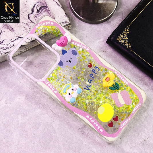 Xiaomi Poco C65 Cover - Design6 - Cute 3D Cartoon (Moving Glitters) Transparent Soft Case