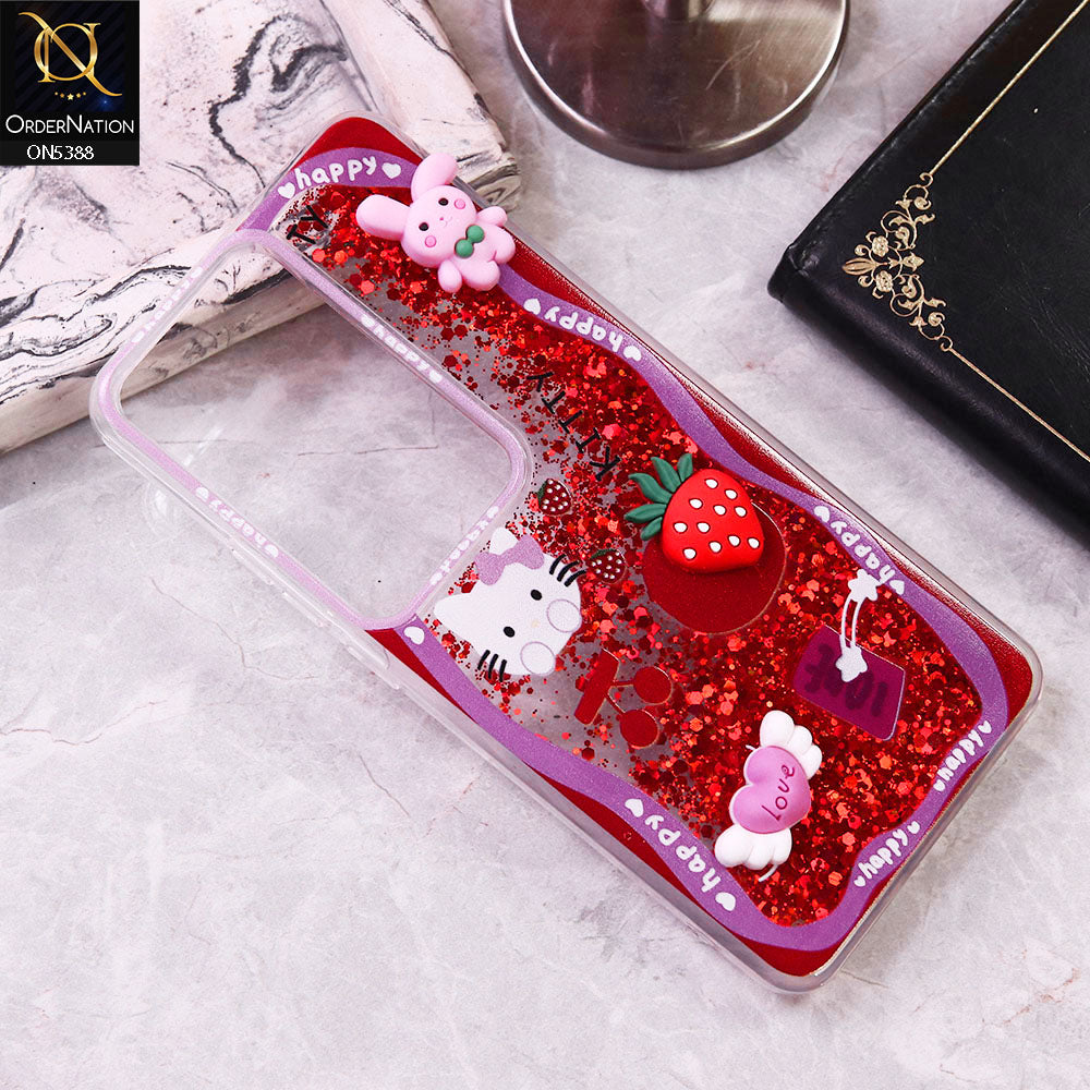 Oppo Reno 11F 5G Cover - Design1 - Cute 3D Cartoon (Moving Glitters) Transparent Soft Case