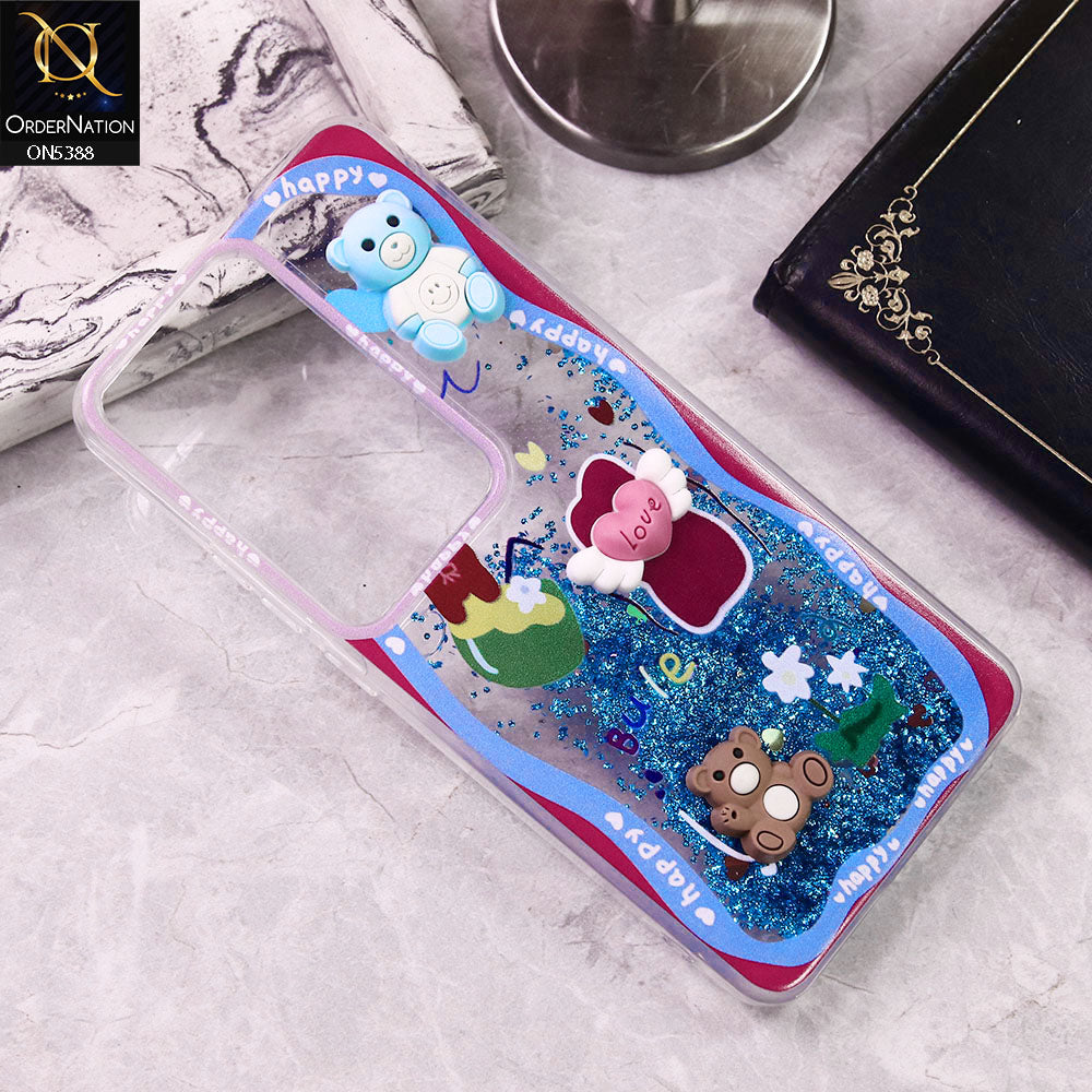 Oppo Reno 11F 5G Cover - Design2 - Cute 3D Cartoon (Moving Glitters) Transparent Soft Case