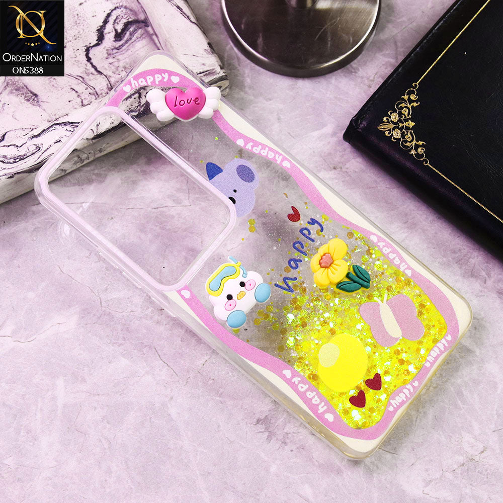 Oppo Reno 11F 5G Cover - Design6 - Cute 3D Cartoon (Moving Glitters) Transparent Soft Case