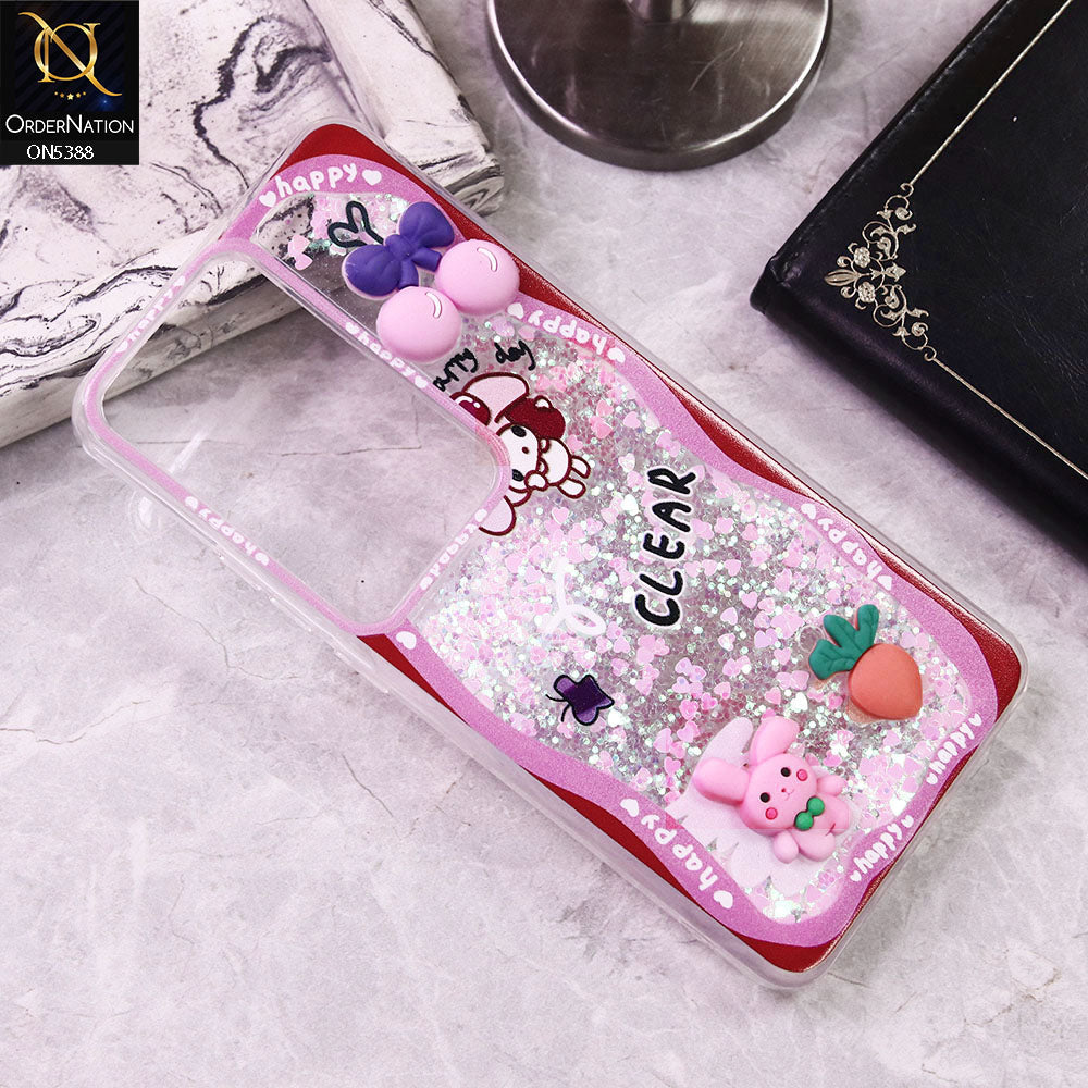 Oppo Reno 11F 5G Cover - Design7 - Cute 3D Cartoon (Moving Glitters) Transparent Soft Case
