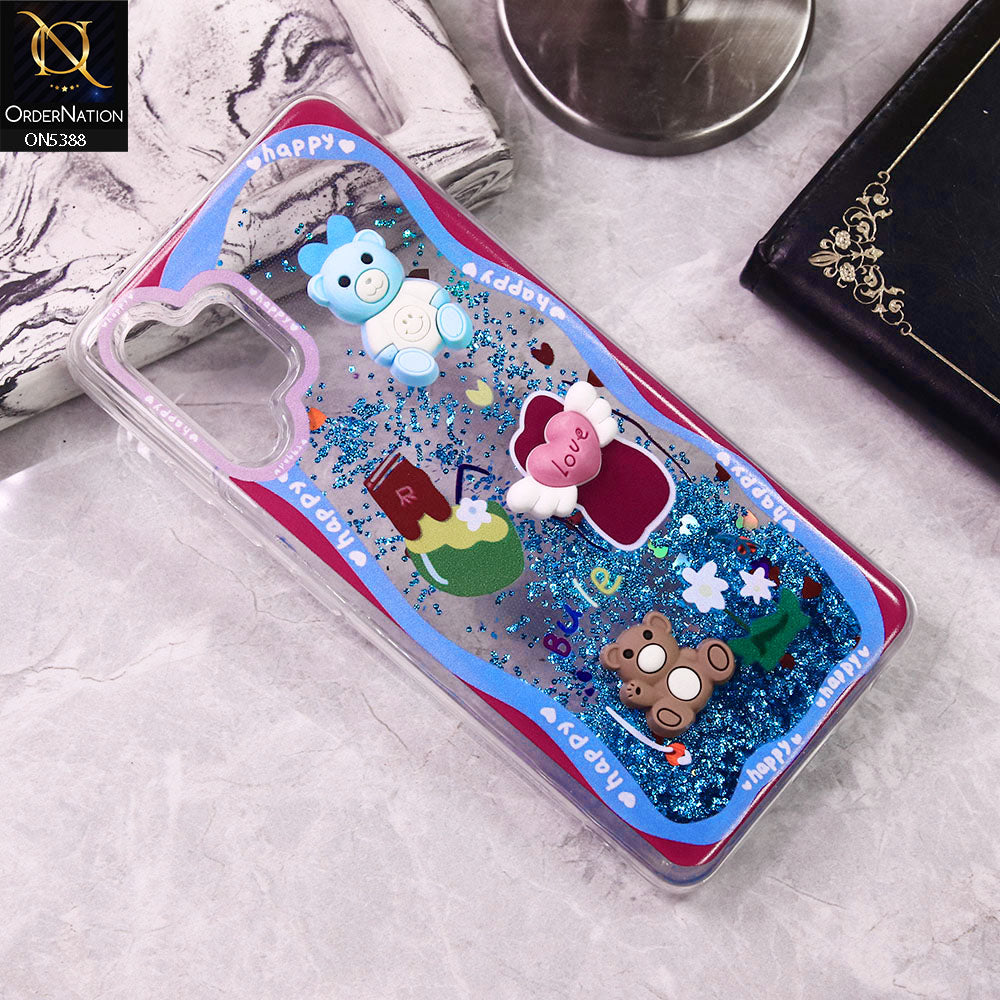 Samsung Galaxy A32 Cover - Design2 - Cute 3D Cartoon (Moving Glitters) Transparent Soft Case