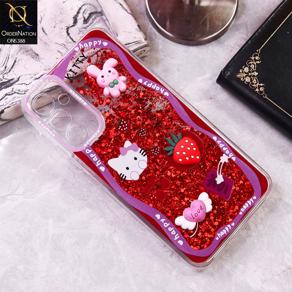 Samsung Galaxy A34 5G Cover - Design1 - Cute 3D Cartoon (Moving Glitters) Transparent Soft Case