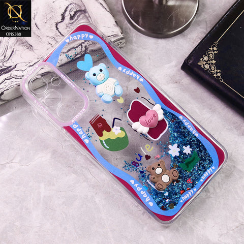 Samsung Galaxy A34 5G Cover - Design2 - Cute 3D Cartoon (Moving Glitters) Transparent Soft Case