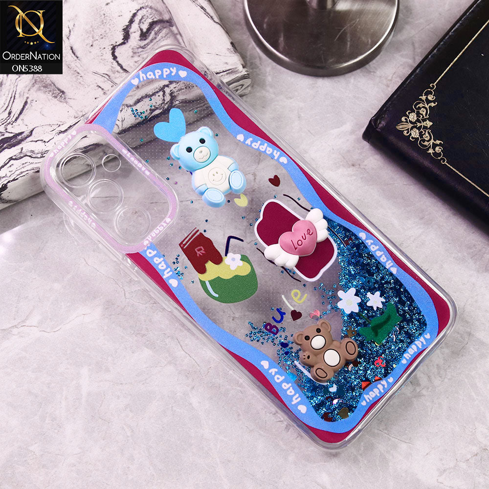Samsung Galaxy A54 Cover - Design2 - Cute 3D Cartoon (Moving Glitters) Transparent Soft Case