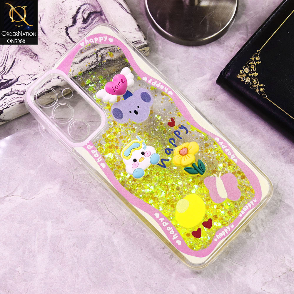 Samsung Galaxy A34 5G Cover - Design6 - Cute 3D Cartoon (Moving Glitters) Transparent Soft Case