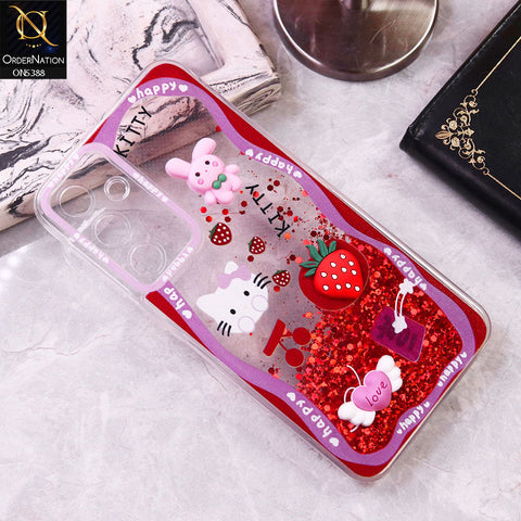 Samsung Galaxy A35 Cover - Design1 - Cute 3D Cartoon (Moving Glitters) Transparent Soft Case