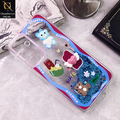 Samsung Galaxy A35 Cover - Design2 - Cute 3D Cartoon (Moving Glitters) Transparent Soft Case