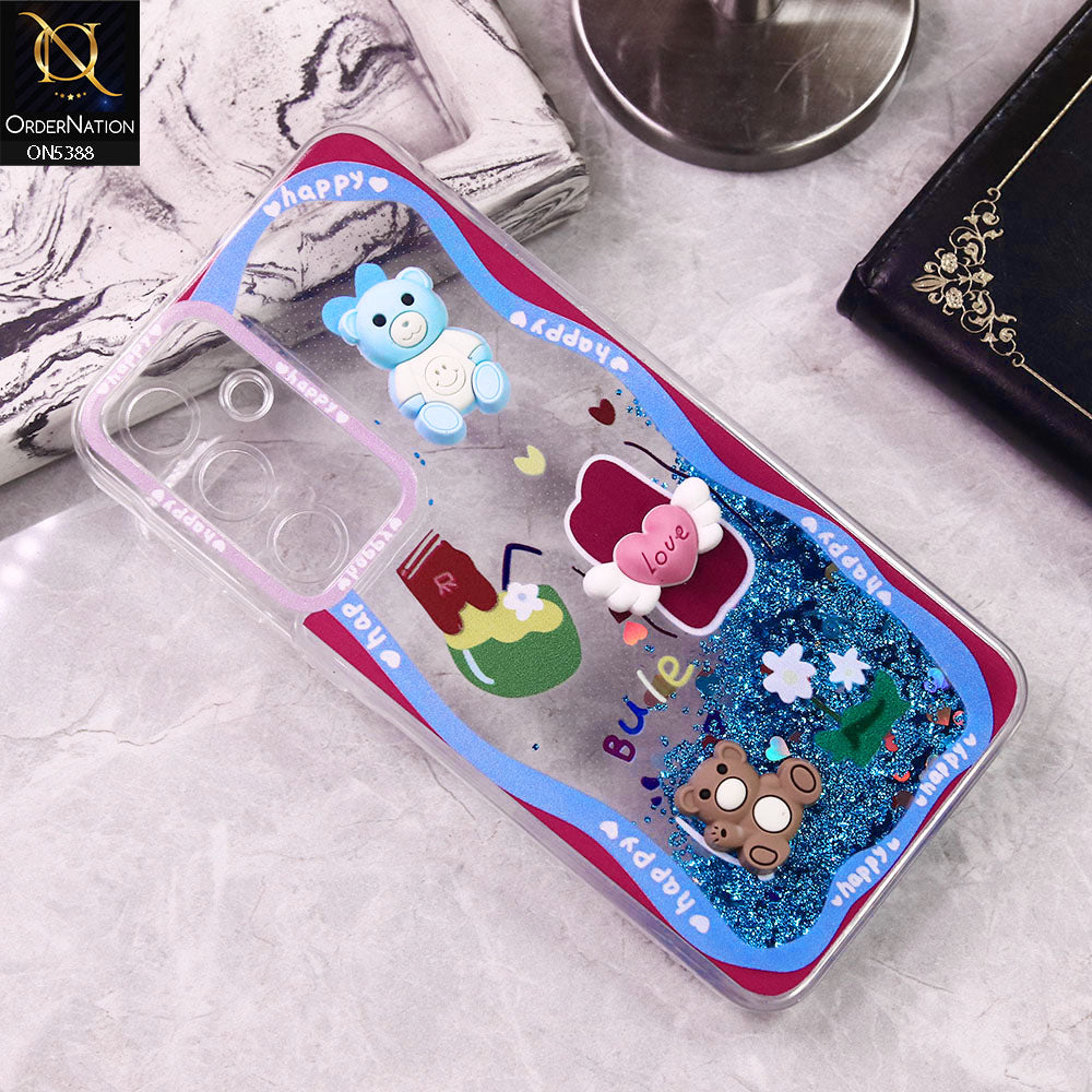 Samsung Galaxy A55 Cover - Design2 - Cute 3D Cartoon (Moving Glitters) Transparent Soft Case