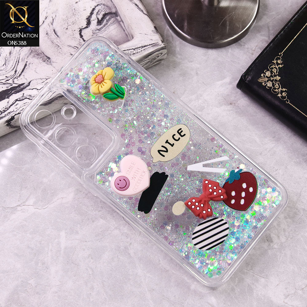Samsung Galaxy A35 Cover - Design4 - Cute 3D Cartoon (Moving Glitters) Transparent Soft Case