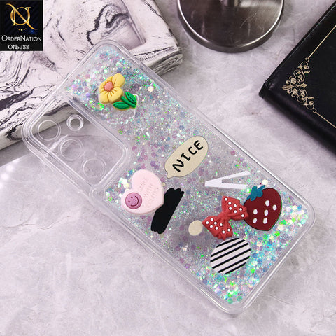 Samsung Galaxy A35 Cover - Design4 - Cute 3D Cartoon (Moving Glitters) Transparent Soft Case