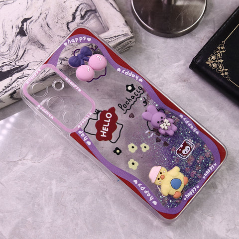 Samsung Galaxy A55 Cover - Design5 - Cute 3D Cartoon (Moving Glitters) Transparent Soft Case